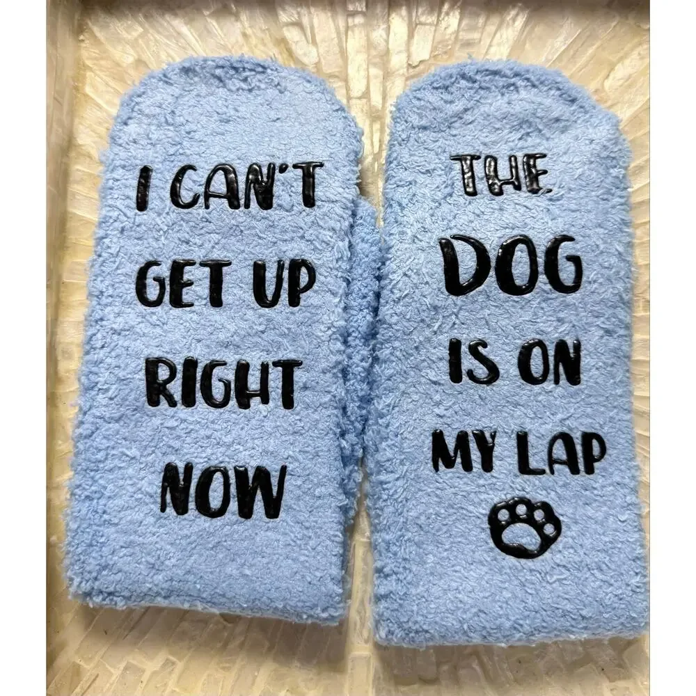 Babycop Cupcake Socks Dog Lover Funny Plush Fuzzy Socks Blue 6-10 NWT
